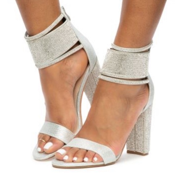 SOPHIA | GLAM RHINESTONE ANKLE CUFF HEELS - Picture 3 of 5